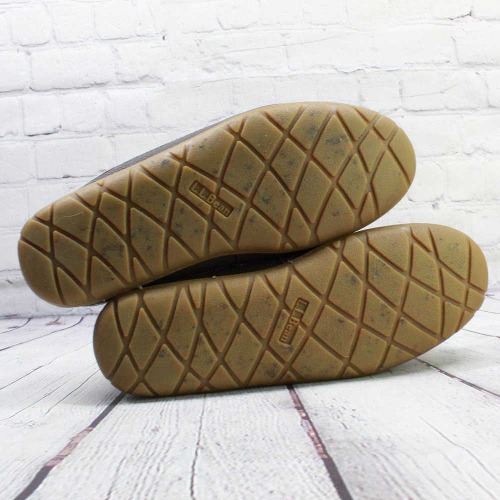 LL Bean Slippers Wicked Good Moosehide Slipper Moccasin Brown Leather Size 11 M - Picture 9 of 9